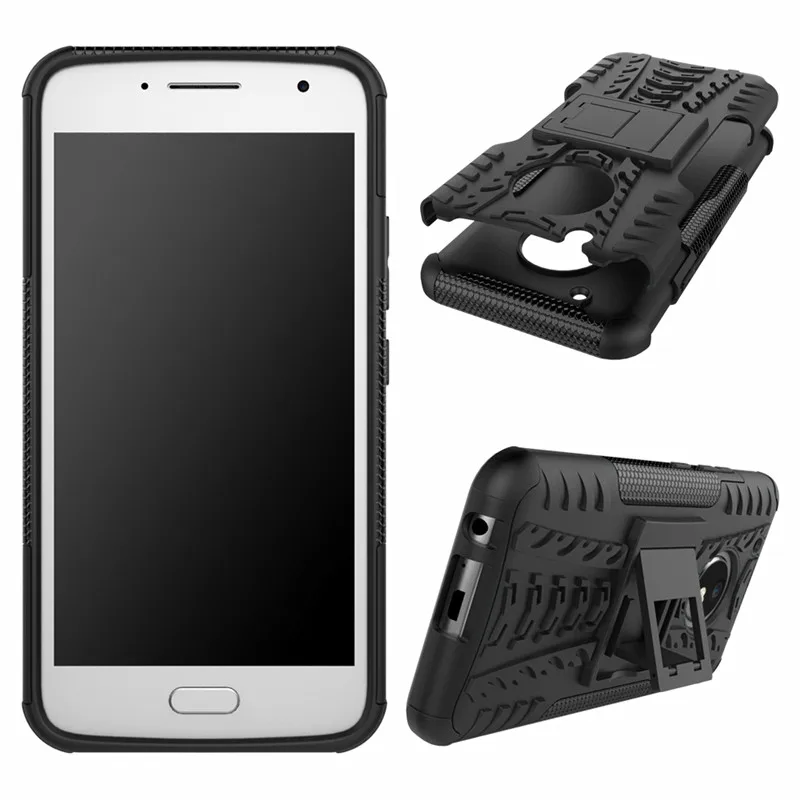 Двухслойный чехол для телефона Motorola Moto G5 Plus, силиконовый и пластиковый защитный противоударный Задний защитный чехол - Цвет: Черный