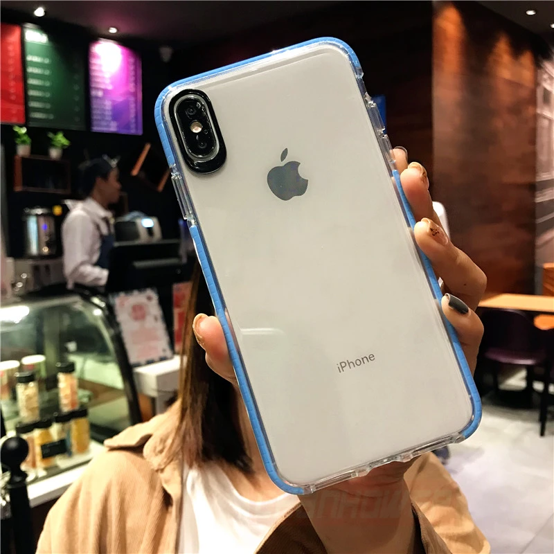 Двухцветный мягкий силиконовый чехол из тпу для iPhone XS Max XR X 6 6s 7 8 Plus прозрачные