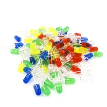MCIGICM 100pcs 5mm LED diode Light Assorted Kit DIY LEDs Set White Yellow Red Green Blue electronic diy kit Hot sale