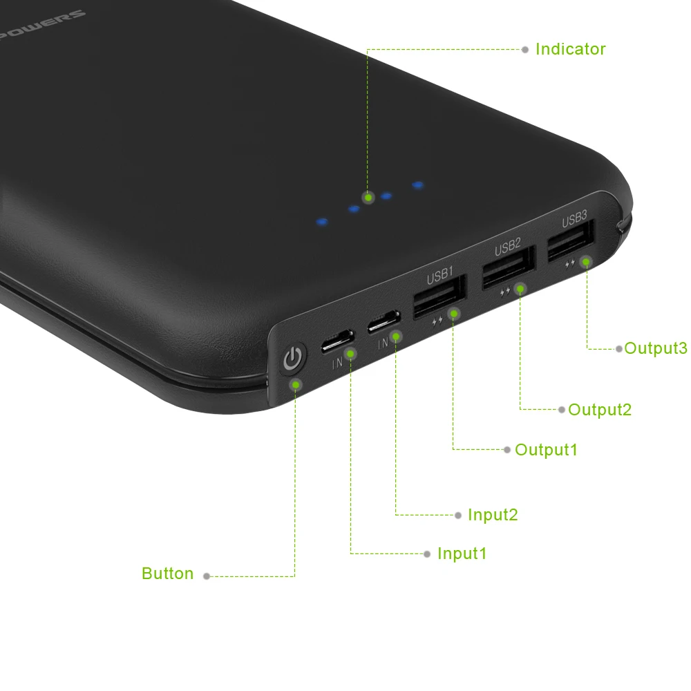 ALLPOWERS 30000mAh Power Bank with Triple USB Output, Dual Input Portable External Battery Pack Quick Charge for Mobile Phones ALLPOWERS 30000mAh Power Bank with Triple USB Output, Dual Input Portable External Battery Pack Quick Charge for Mobile Phones