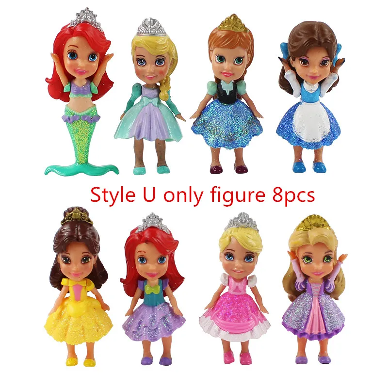3-15 см Спящая Красавица и Чудовище Белоснежка и семь гномов Принцесса Королева ведьма принцесса фигурка модель игрушки - Цвет: U set 8pcs
