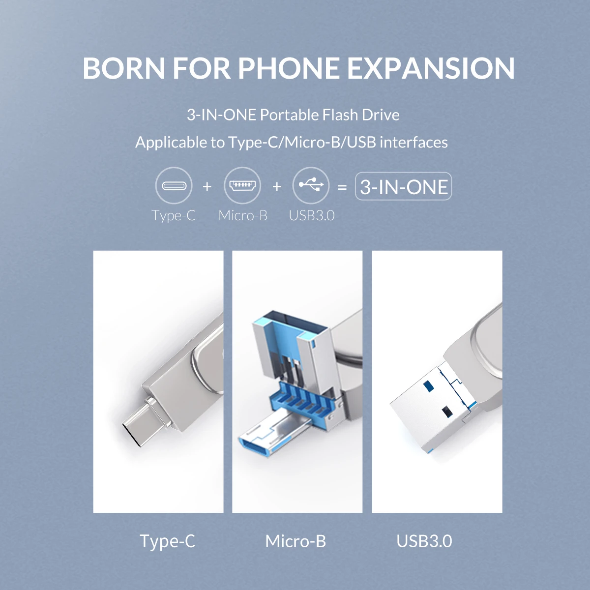 USB флеш накопитель ORICO 3 в 1 64 ГБ 32 u диск с функцией OTG интерфейс Type C Micro B 0 для