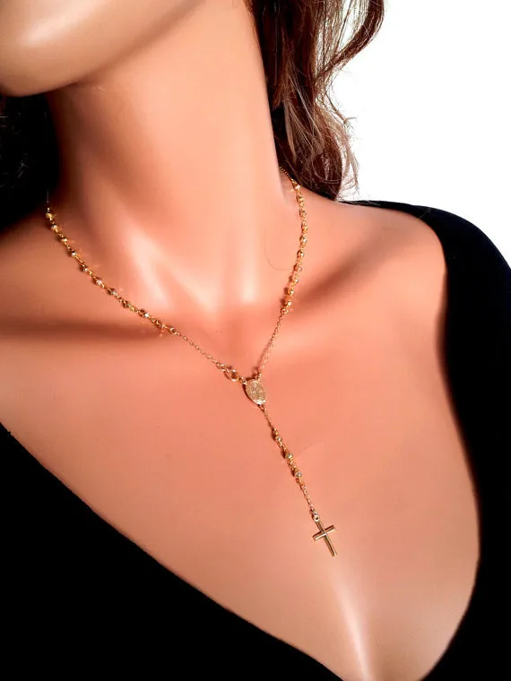 Womens gold deals rosary necklace