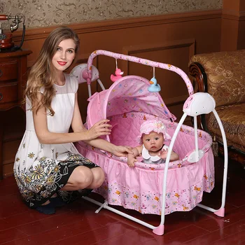 

Baby Cribs Bedding Mother & Kids Electric baby lounger cradle baby bassinet with netting ABS+fabric rocking chair baby nest new