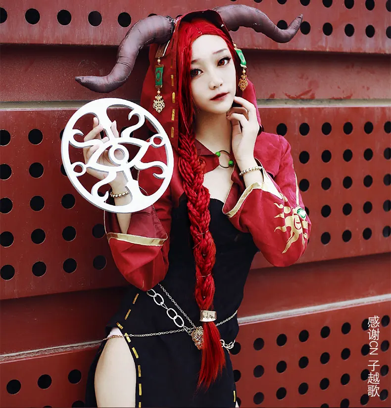 Game Identity V Cosplay Costume Wig Sacrifice Fiona Gilman Cosplay Wigs Witch Deep Red braid Halloween Party Hair FREE Wig cap