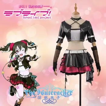 

[STOCK] 2018 Anime Love Live Nico Yazawa Rock Awaken Stage Black Leather Uniform Cosplay Costume For Halloween Free Shipping New