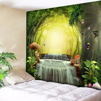 

Butterfly Hippie Decorative Tapestry Wall Hanging Tree Hole Waterfall Bohemian Wall Tapestry Art Carpets Couch Blanket Cloth HOT