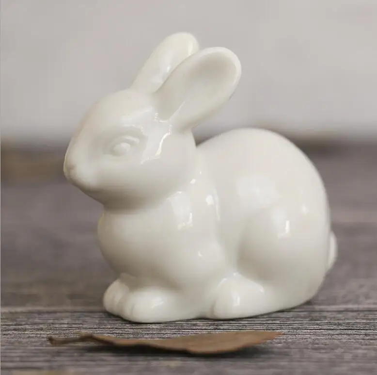 3 шт./компл. прекрасный мини белый керамический набор семьи кроликов украшения домашнего интерьера микро ландшафтного дизайна аксессуар ремесла креативный подарок - Цвет: 1 Large rabbit