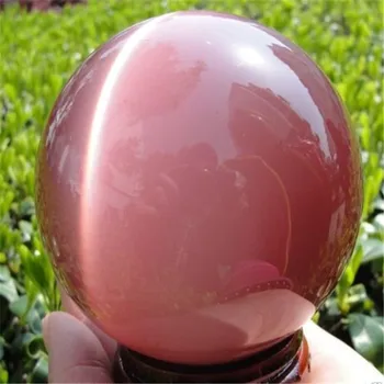 

AAA+++ Hot Sell ASIAN QUARTZ PINK CAT EYE CRYSTAL BALL SPHERE 60MM + STAND