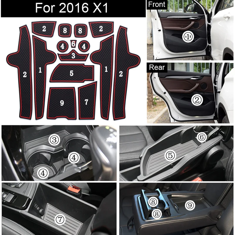

Non-Slip High Quality Interior Soft Rubber Cup Holder Pad Door Panel Mats For BMW X1 2016-2018
