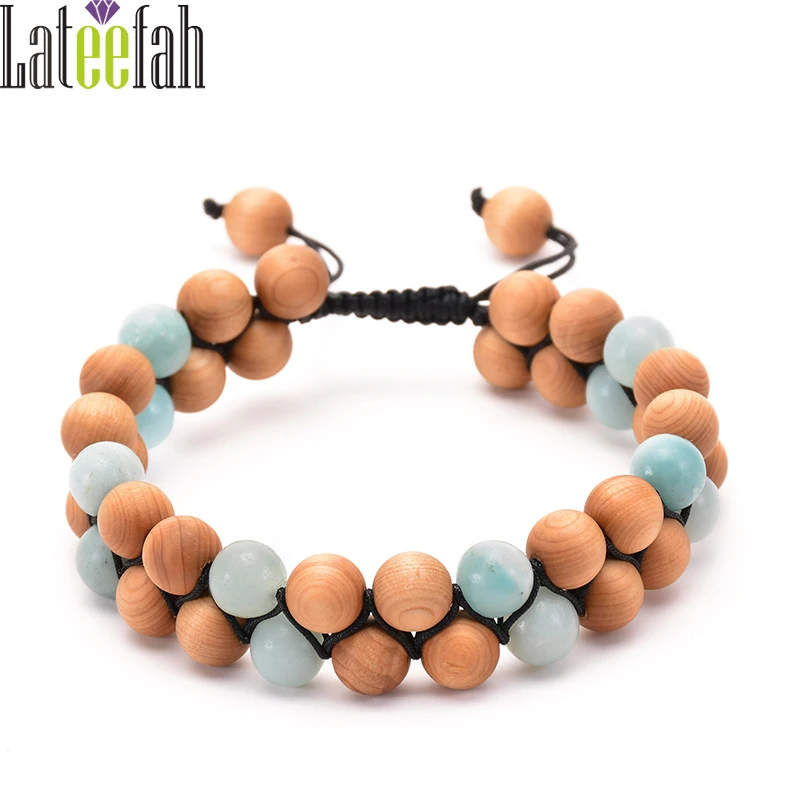 

Lateelah Fashion Jewelry Yellow Stone Bracelet Mens Wood Bracelets Natural Healing Stones Bracelets for Unisex