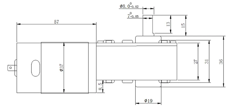 size of gear motor