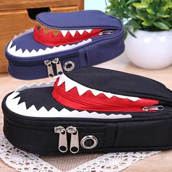 

student personality Creative shark pencil bag High capacity with lock free shipping