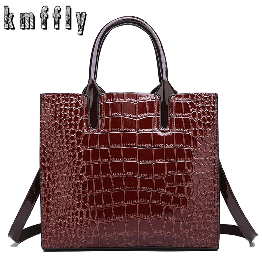 2019 роскошная женская сумка из крокодиловой кожи в стиле ретро, большая сумка на плечо, Женская Высококачественная кожаная сумка-тоут для