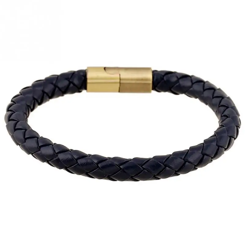 

Dark Blue Fashion Punk Style Handmade Woven Alloy Bracelet Jewelry for Male