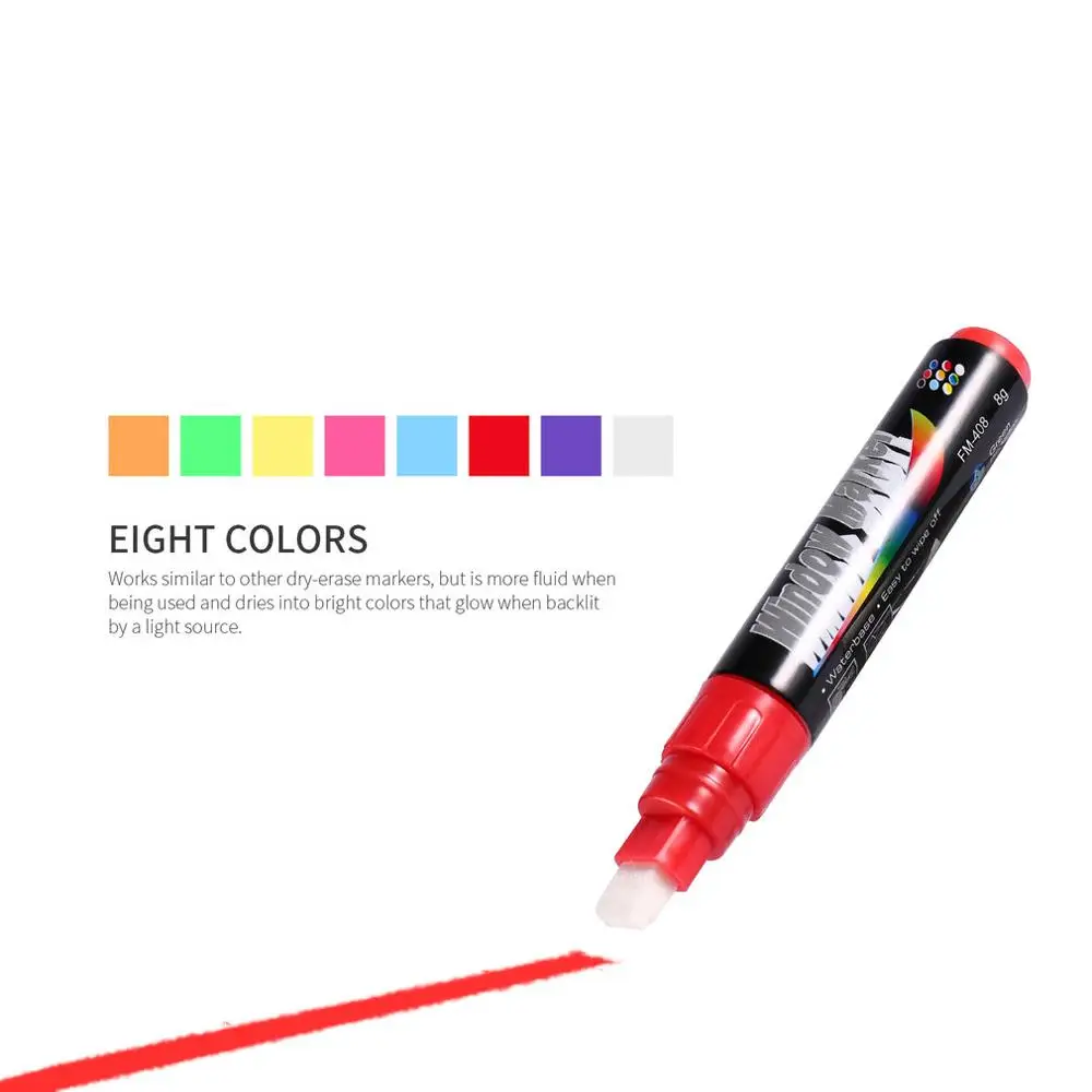 8 Colors/box 6/8/10mm Highlighter Fluorescent Liquid Chalk Marker Pen for LED Writing Menu Board Glass Window Sign