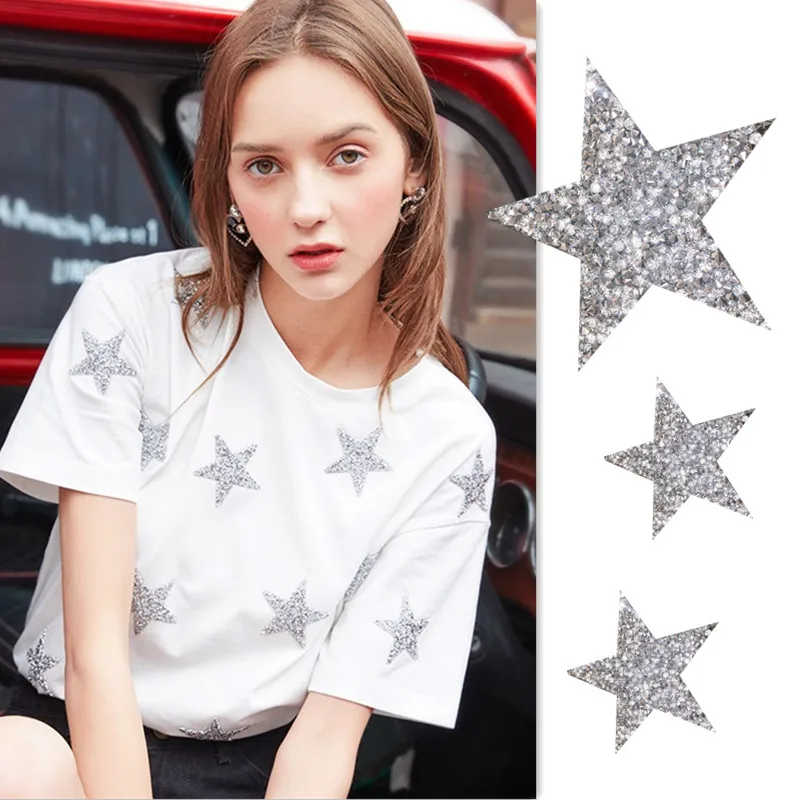 1pcs Multiple Sizes 3color Crystal Rhinestone Star Patches For Clothing