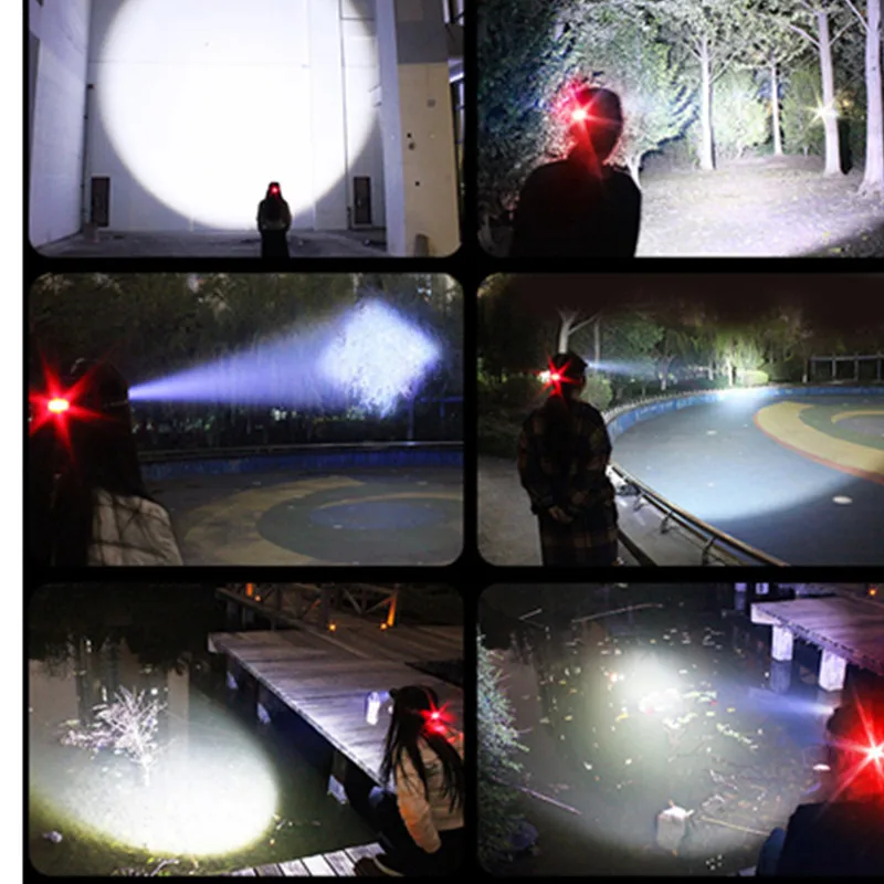 JEANIGHT налобный фонарь Мощный CREE 5 * LED XML T6 Фара 20000 люмен Zoom водонепроницаемый