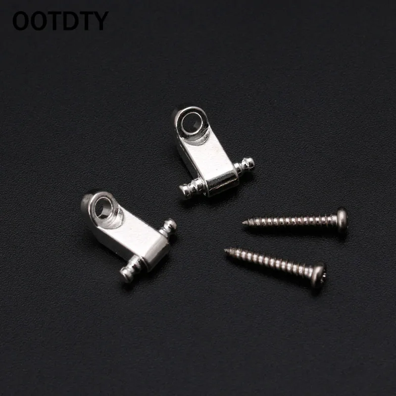 

OOTDTY 1 Pair Electric Guitar Headstock Ball Bearing Durable Press String Buckle Silver