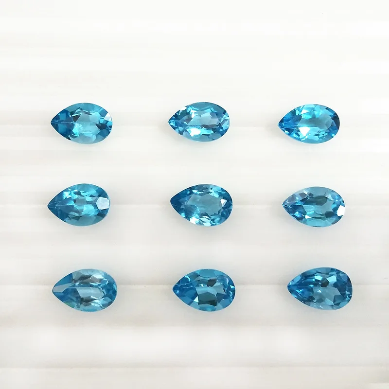 Вонг дождь от 1 шт. груша капли воды натуральный голубой топаз Аквамарин свободные драгоценные камни для DIY ювелирных изделий