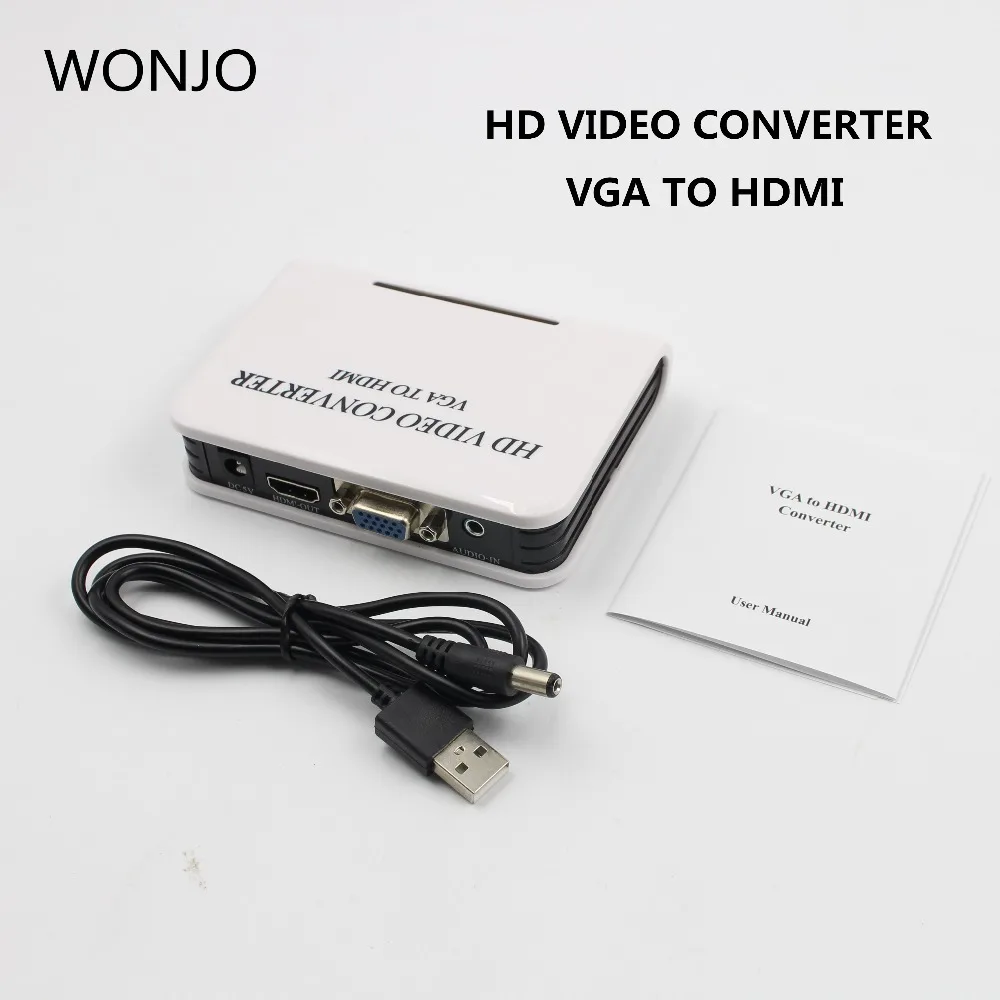 Кабели аудио VGA к HDMI 1080P Full HD HDTV видео конвертер адаптер Коробка для ноутбука ПК