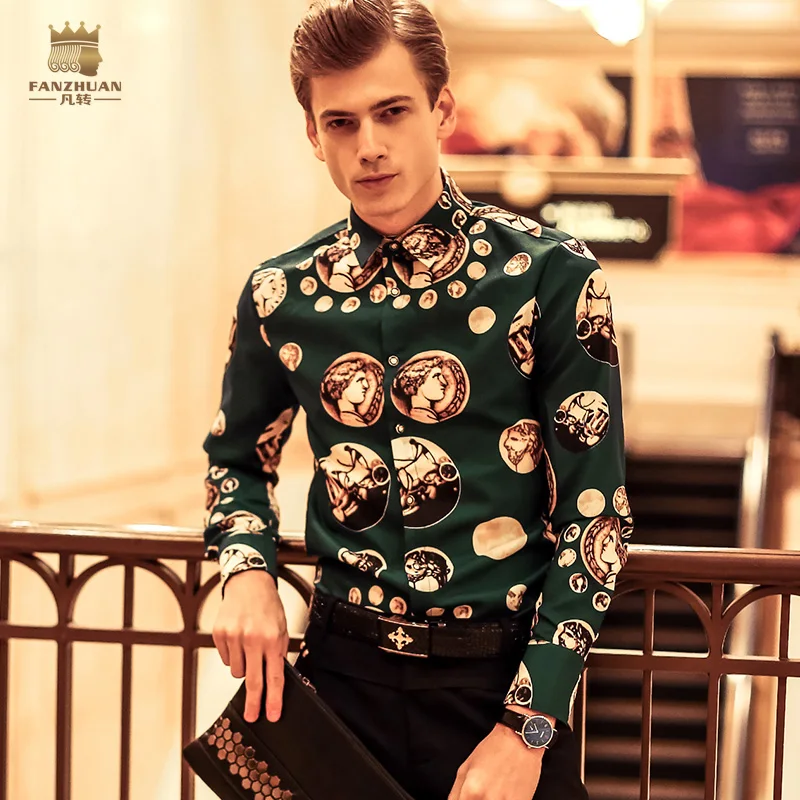 

Free Shipping FanZhuan New fashion casual male men's spring slim floral shirt blouse overshirt 14212 printed Menswear Man