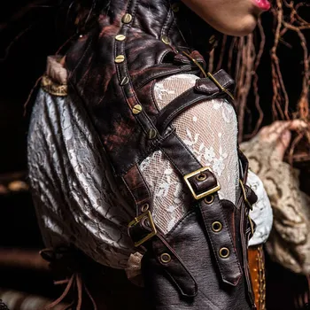 

New PU Leather Changeable Sleeve Steampunk Arm Sheath One Shoulder Vintage Armor Arm Warmer Cosplay Corset Costume Accessories