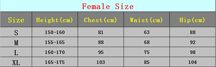 size for cosplay costumes