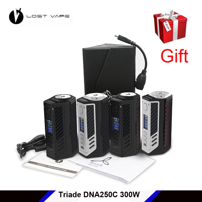 

Original Lost Vape Triade DNA250C 300W box mod DNA 250C Chipset triple 18650 E-cig vapor mod LostVape Upgradable Vape Vaporizer