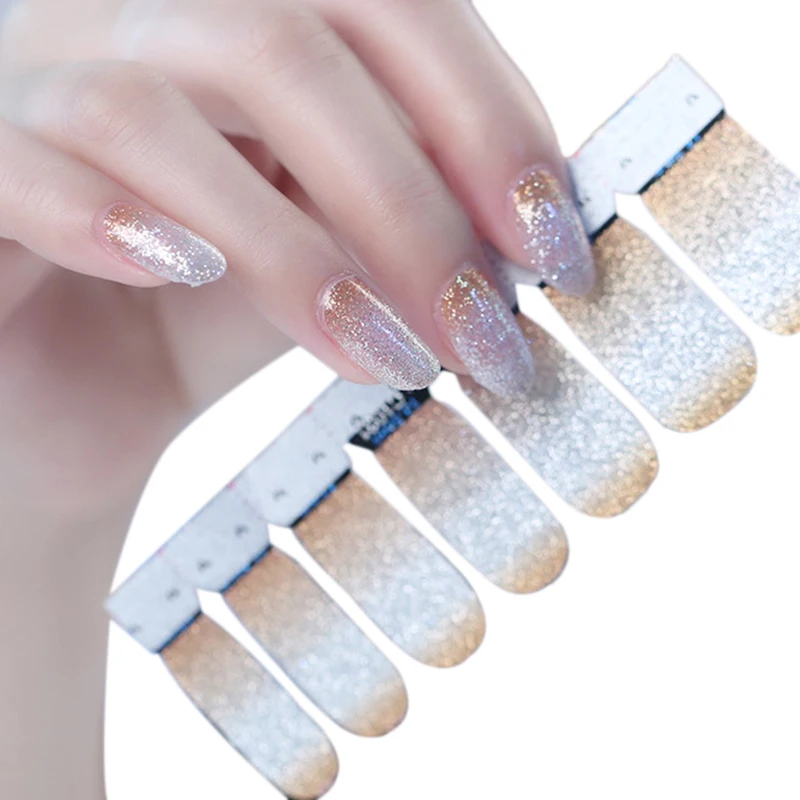 

New Fashion Glitter Nail Polish Strips Nail Polish Applique Apps Strips Nail Stickers Gradient Series Nail Sticker Applique