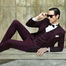 2017 Burgundy font b Men s b font Party Prom font b Suit b font Groom