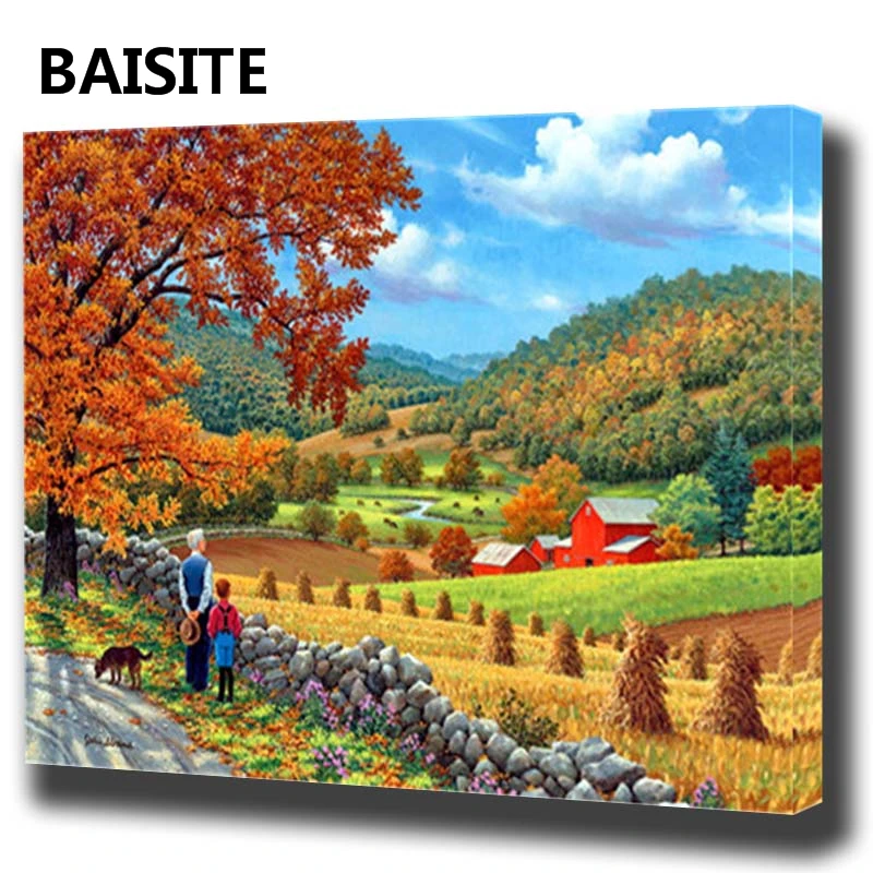 

BAISITE DIY Framed Oil Painting By Numbers Animal Pictures Canvas Painting For Living Room Wall Art Home Decor
