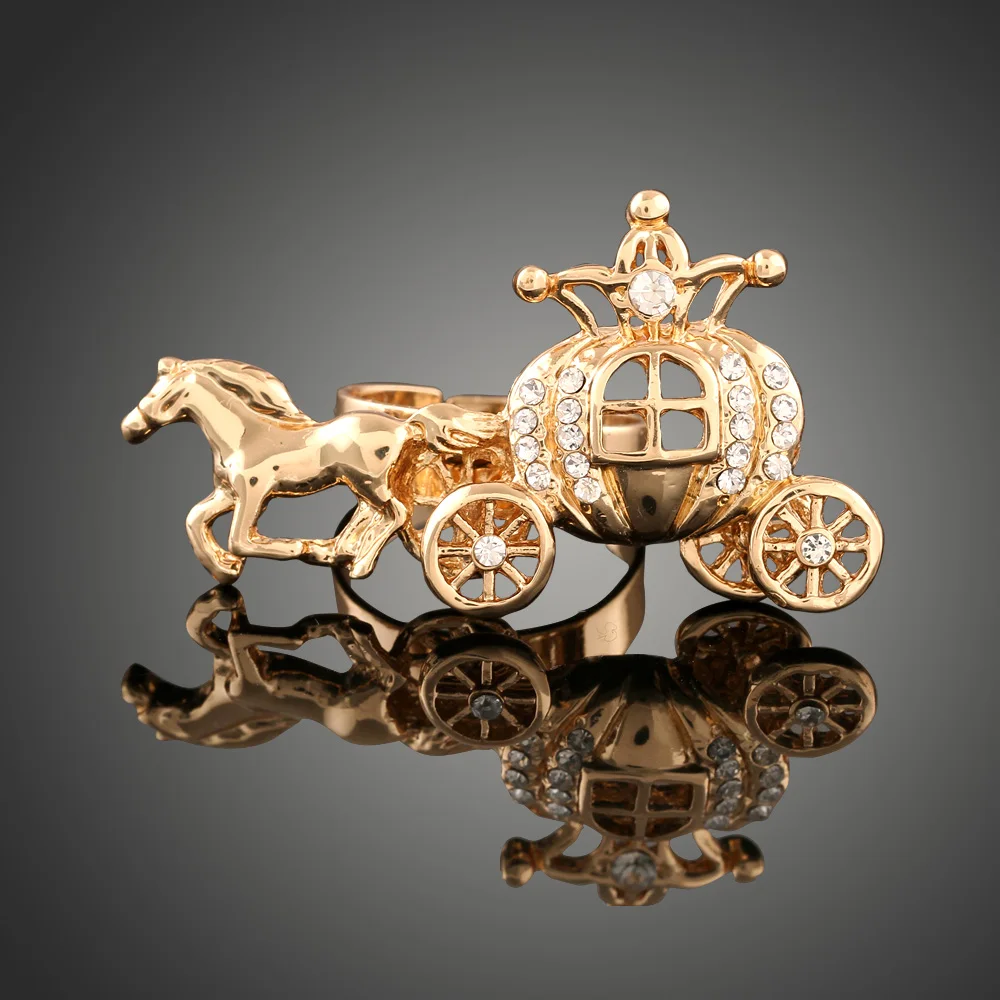 New Korean Jewelry Carriage Rings Gold color font b Silver b font color Top Quality Designer