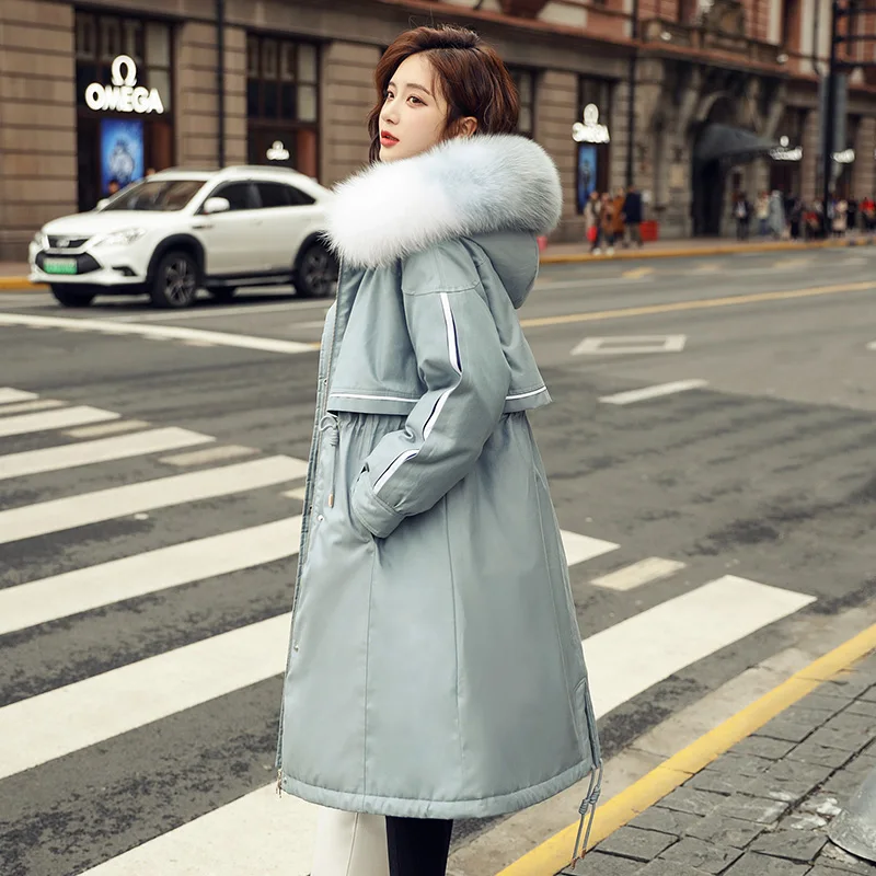

Winter Down Parka Women Thicken Warm 90% White Duck Down Coat Women's Raccoon Fur Collar Down Jacket Female Hooded Long Overcoat