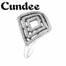 

925 Sterling-Silver-Jewelry Rings for Women DIY Making Geometric Lines Ring with Clear CZ Silver Fashion Jewelry