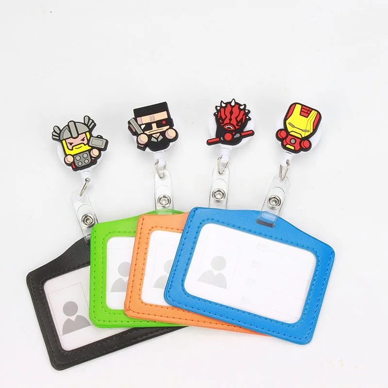 

New Retractable Badge Reel silicone Student Nurse Exihibiton ID Name Card Badge Holder Office Supplies with Horizontal Card