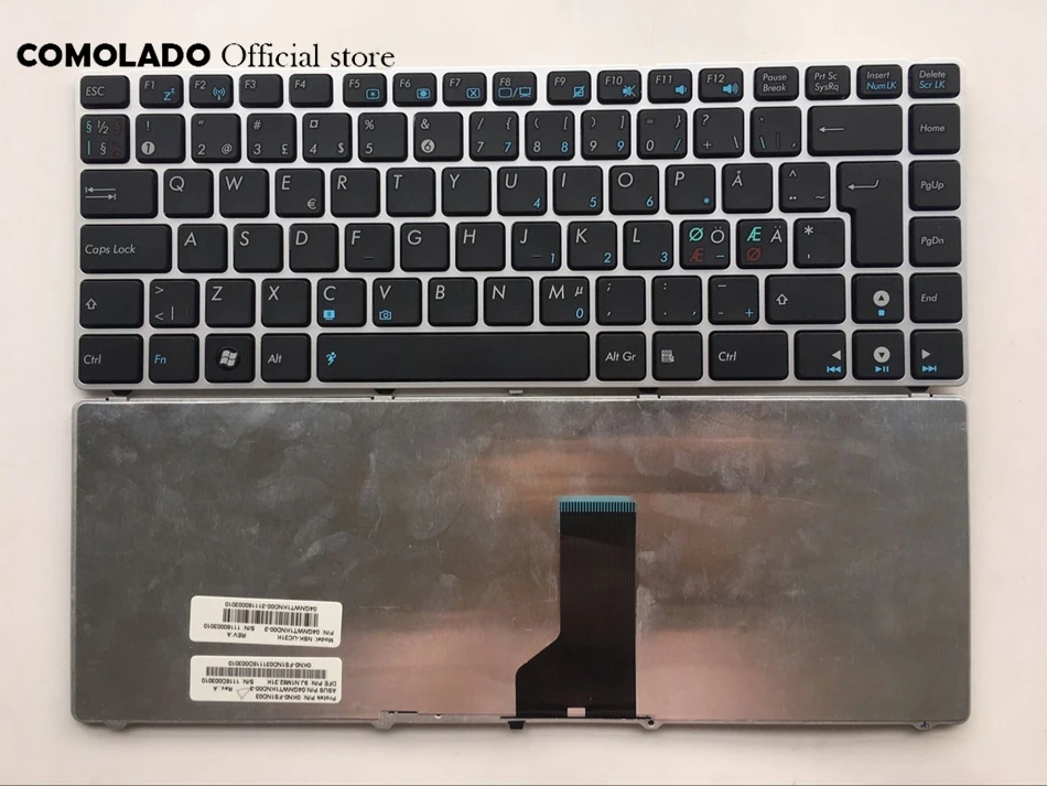 NE Nordic Keyboard for Asus K42 UL30 U45 UL80 U80V U82 N82 A42 X42 X43 K43 with silver frame keyboard ND layout