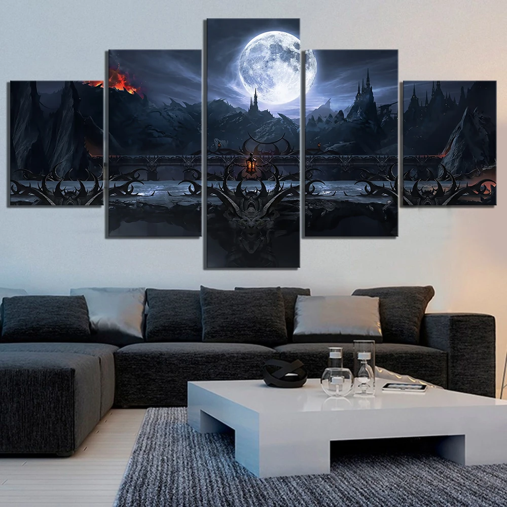 

Wall Artwork Printed Pictures Canvas Fight Landscape 5 Panel Mortal Kombat Game Scen Home Decoration Brand New Painting Bedroom