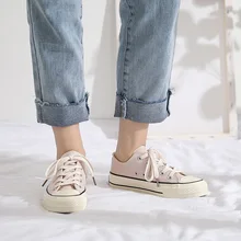 2019 spring and summer new learning wild cross strap pink canvas shoes female