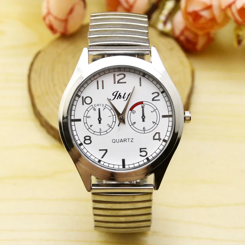 

Big digital quartz watch steel band spring elastic elastic strap old man watch for ladies