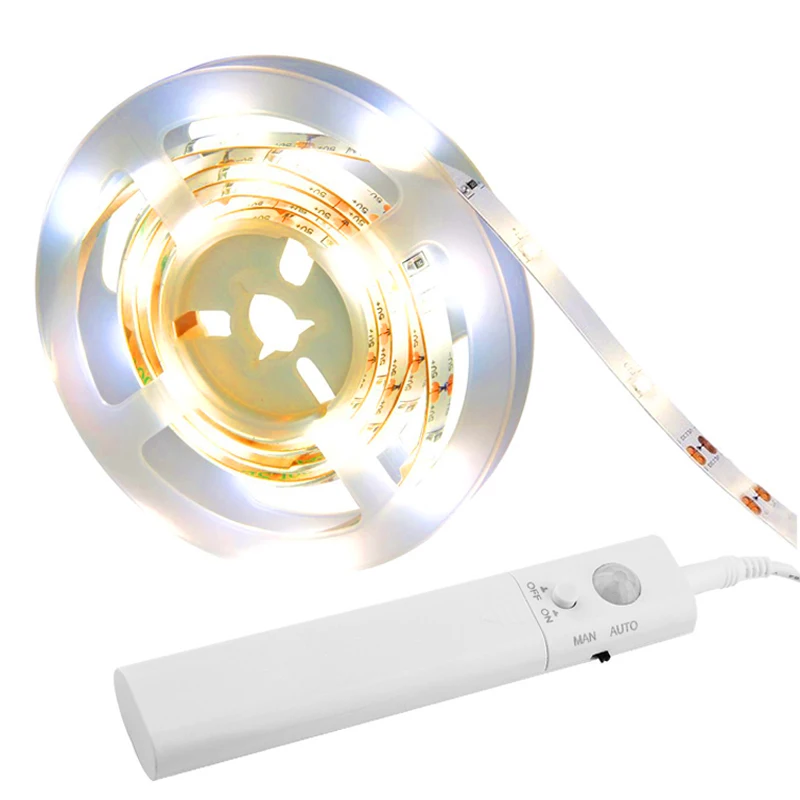 

Warm White Led Motion Activated Night Light Flexible LED Flashlight Strip Motion Sensor Automatic Bed Stair Lights