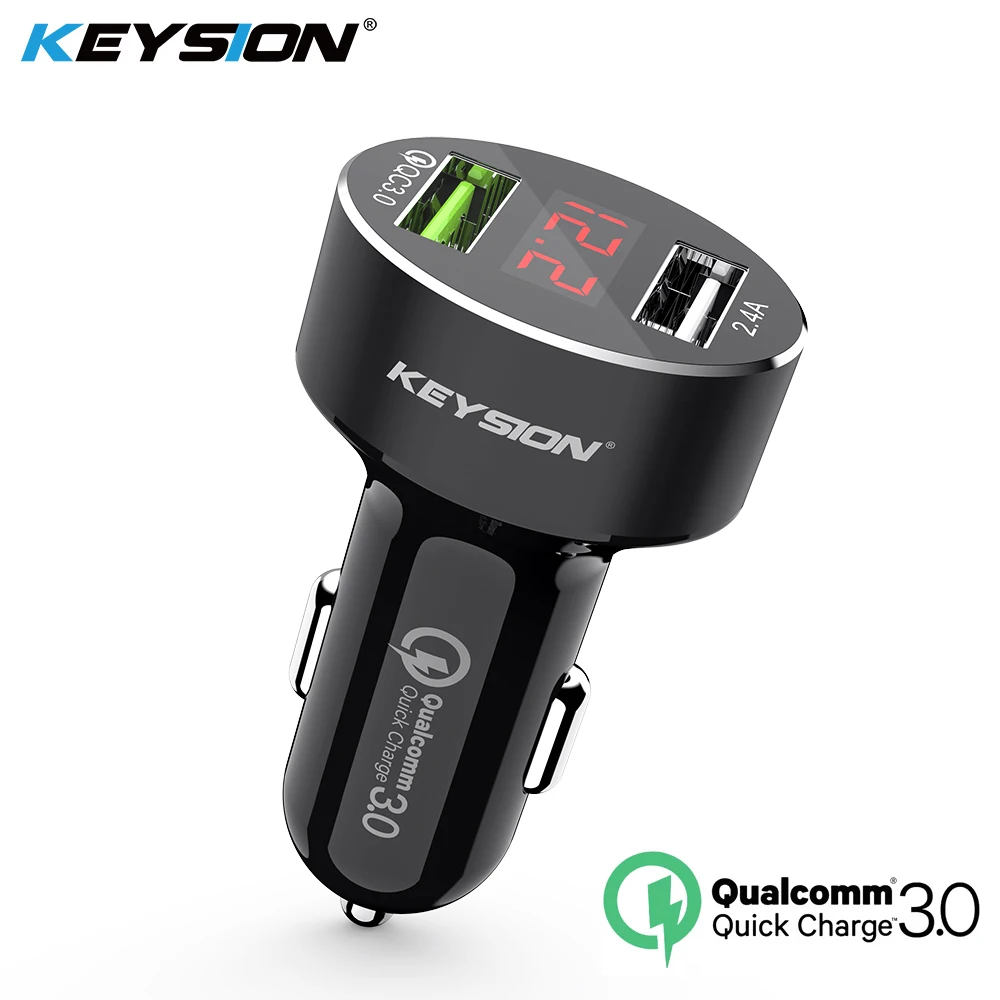 

KEYSION Dual USB Quick Charger QC 3.0 Car Charger For iPhone XS Max XR X 8 7 Samsung S9 Note9 LED Display Digital Smart Chargers