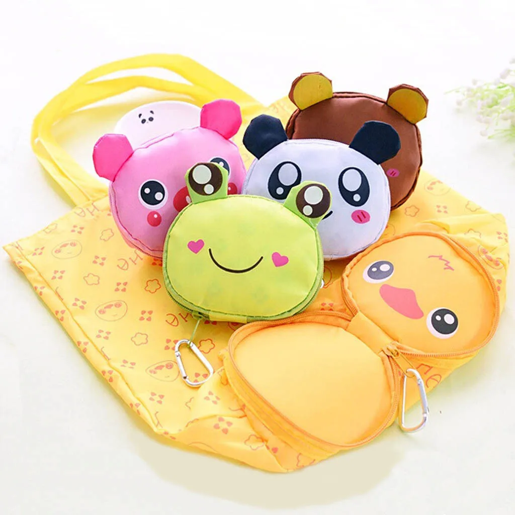 

Nylon Reusable Shopping Bags Foldable Eco Bag Cartoon Cute Tote Bag Large Capacity Rose Storage Handbags Recycle Pouch Sac