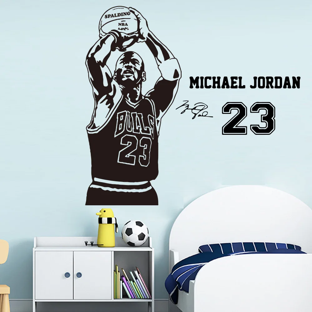 Баскетбол стрельба 23 Майкл обои с Джорданом украшения дома Наклейка на стену для гостиной Дети настенные декоративные наклейки плакат