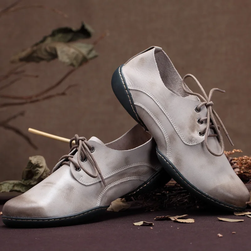 

Women Leisure Shoes,2016 new spring handmade Top layer Genuine leather shoes,retro shoes casual flat comfortable shoes,2 colors