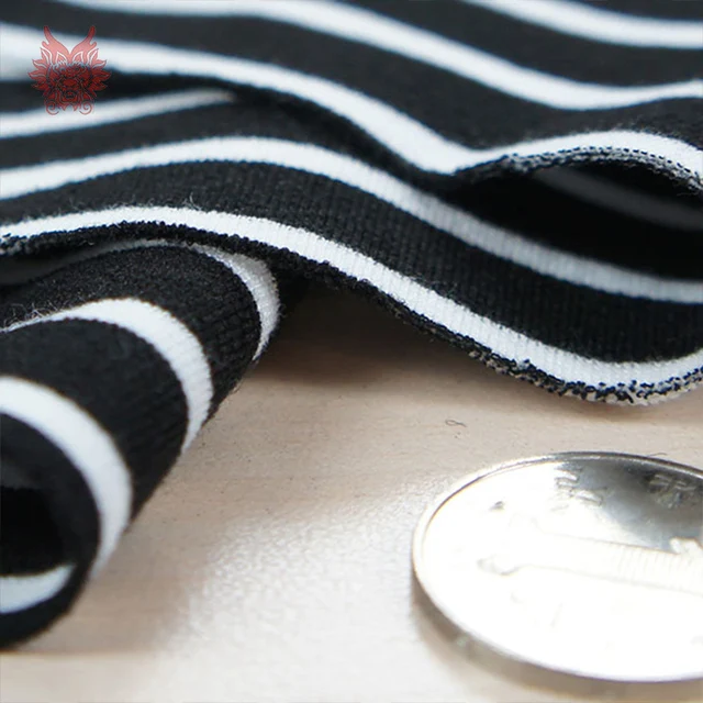 White black stripe stretch fabric rayon spandex tissue for dress sewing