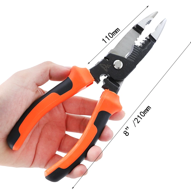 GHIXACTO 5 In 1 Wire Stripper Pliers 8" / 210mm Cable Crimping Cutter Pliers CR-V Electrician Cutting Hand Tools Wire Crimpers