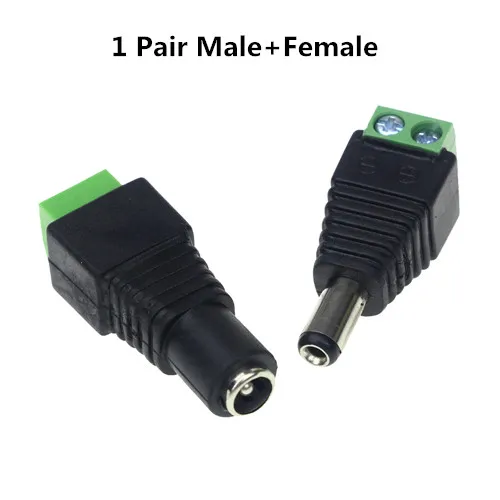 Мужской женский 5,5x2,1 мм DC Мощность 12V 24V Jack адаптер Разъем CCTV - Цвет: 1 Pair Male-Female