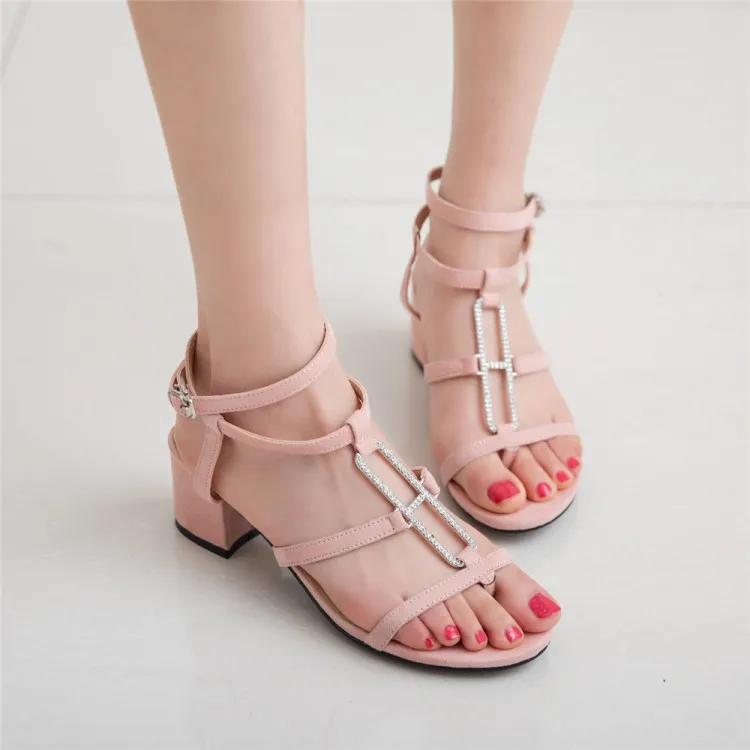 

Big Size 11 12 13 14 15 16 high heels sandals women shoes woman summer ladies Round head Cingulate Thick with sandals