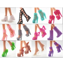 10 пар кукольных туфель смешанный стиль высокие каблуки сандалии сапоги красочные разнообразные туфли аксессуары для куклы-Барби игрушка в подарок